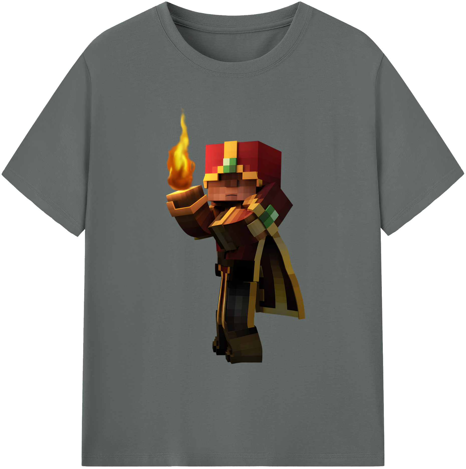 （画像用） マインクラフト ブロックの世界 Minecraft MC Block world 綿100％ メンズ半袖Tシャツ｜肌触りやわらか＆通気性
